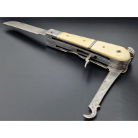 Armes de Poing COUTEAU PISTOLET A PERCUSSION CALIBRE 6mm LAME NOGENTAISE LANGRES vers 1850 - FRANCE BELGIQUE XIXè  - 5