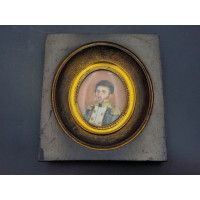 ANTIQUITES PORTRAIT MINIATURE OVALE  D'UN OFFICIER DE LA BATAILLE DE WAGRAM 1809 - FRANCE PREMIER EMPIRE {PRODUCT_REFERENCE} - 1