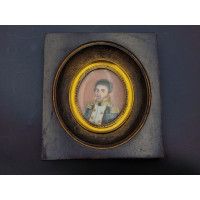 ANTIQUITES PORTRAIT MINIATURE OVALE  D'UN OFFICIER DE LA BATAILLE DE WAGRAM 1809 - FRANCE PREMIER EMPIRE {PRODUCT_REFERENCE} - 9