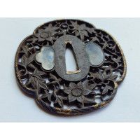 Art Japon TSUBA EN FER POUR SABRE JAPONAIS WAKIZASHI  JAPON PERIODE EDO {PRODUCT_REFERENCE} - 5