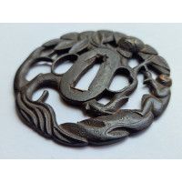 Art du Japon TSUBA POUR SABRE JAPONAIS KATANA  EN FER   SINGE   JAPON PERIODE EDO {PRODUCT_REFERENCE} - 2