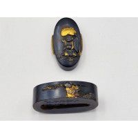 Art du Japon FUCHI KASHIRA SABRE JAPONAIS KATANA TANTO WAKIZASHI EN SHAKUDO - JAPON EDO {PRODUCT_REFERENCE} - 1