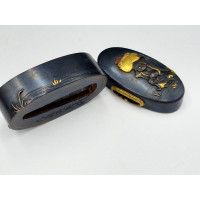 Art du Japon FUCHI KASHIRA SABRE JAPONAIS KATANA TANTO WAKIZASHI EN SHAKUDO - JAPON EDO {PRODUCT_REFERENCE} - 4