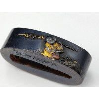 Art du Japon FUCHI KASHIRA SABRE JAPONAIS KATANA TANTO WAKIZASHI EN SHAKUDO - JAPON EDO {PRODUCT_REFERENCE} - 8