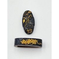 Art du Japon FUCHI KASHIRA SABRE JAPONAIS KATANA TANTO WAKIZASHI EN SHAKUDO - JAPON EDO {PRODUCT_REFERENCE} - 1