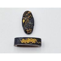 Art du Japon FUCHI KASHIRA SABRE JAPONAIS KATANA TANTO WAKIZASHI EN SHAKUDO - JAPON EDO {PRODUCT_REFERENCE} - 2