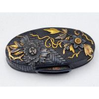 Art du Japon FUCHI KASHIRA SABRE JAPONAIS KATANA TANTO WAKIZASHI EN SHAKUDO - JAPON EDO {PRODUCT_REFERENCE} - 9