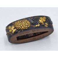 Art du Japon FUCHI KASHIRA SABRE JAPONAIS KATANA TANTO WAKIZASHI EN SHAKUDO - JAPON EDO {PRODUCT_REFERENCE} - 2