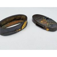 Art du Japon FUCHI KASHIRA SABRE JAPONAIS KATANA TANTO WAKIZASHI EN SHIBUICHI - JAPON EDO {PRODUCT_REFERENCE} - 4