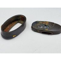 Art du Japon FUCHI KASHIRA SABRE JAPONAIS KATANA TANTO WAKIZASHI EN SHIBUICHI - JAPON EDO {PRODUCT_REFERENCE} - 5