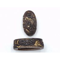 Art du Japon FUCHI KASHIRA SABRE JAPONAIS KATANA TANTO WAKIZASHI EN FER - JAPON EDO {PRODUCT_REFERENCE} - 1