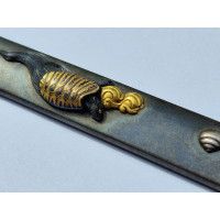 Art du Japon KOZUKA SHUIBUICHI TORTUE D'EAU IMPERIALE MANCHE COUTEAU SABRE JAPONAIS TANTO W AKIZASHI KATANA JAPON PERIODE EDO {P