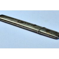 Art du Japon KOZUKA EN ARGENT BRANCHE FLEURS CERISIER MANCHE COUTEAU SABRE JAPONAIS TANTO WAKIZASHI KATANA JAPON PERIODE EDO {PR