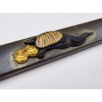 Art du Japon KOZUKA SHUIBUICHI TORTUE D'EAU IMPERIALE MANCHE COUTEAU SABRE JAPONAIS TANTO W AKIZASHI KATANA JAPON PERIODE EDO {P