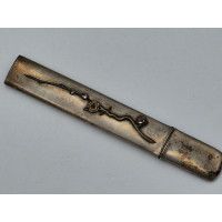 Art du Japon KOZUKA EN ARGENT BRANCHE FLEURS CERISIER MANCHE COUTEAU SABRE JAPONAIS TANTO WAKIZASHI KATANA JAPON PERIODE EDO {PR