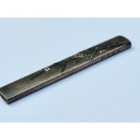 Art du Japon KOZUKA SHIBUICHI BRANCHE FLEURS CERISIER MANCHE COUTEAU SABRE JAPONAIS TANTO WAKIZASHI KATANA JAPON PERIODE EDO {PR