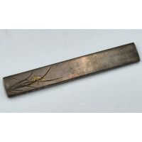 Art du Japon KOZUKA SHIBUICHI BRANCHE FLEURS CERISIER MANCHE COUTEAU SABRE JAPONAIS TANTO WAKIZASHI KATANA JAPON PERIODE EDO {PR