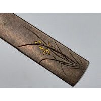 Art du Japon KOZUKA SHIBUICHI BRANCHE FLEURS CERISIER MANCHE COUTEAU SABRE JAPONAIS TANTO WAKIZASHI KATANA JAPON PERIODE EDO {PR