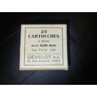 Cartouches classées BOITE 25 CARTOUCHES A BLANC  BALLE BOIS ETUIS LAITON CALIBRE MAS 7,5 X 54  GEVELOT PARIS {PRODUCT_REFERENCE}