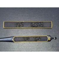 Art du Japon KOGAI & KOZUKA   FUTAKOROMONO    SHISHI en SHAKUDO & OR   SIGNATURE   GOTO MITSUOKI 1725 - 1776    JAPON EDO PERIOD
