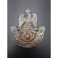 Militaria PLAQUE DE SHAKO DE VOLTIGEUR DE LA GARDE DE PARIS REGLEMENT DE 1812 CUIVRE JAUNE ESTAMPE - FRANCE PREMIER EMPIRE {PROD