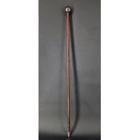 ANTIQUITES LOURDE CANNE DE MARCHE POMMEAU BOULE CASSE TETE EN ACIER BRUNI  -  FRANCE FIN XIXè {PRODUCT_REFERENCE} - 1