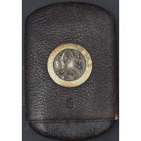 Art du Japon ETUI A CIGARE JAPONAIS EN CUIR SHAKUDO OR ET ARGENT  -  JAPON FIN EDO XIXè {PRODUCT_REFERENCE} - 5