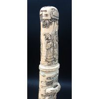 Art du Japon COUTEAU POIGNARD JAPONAIS AIKUCHI TANTO IVOIRE FINEMENT SCULPTE - JAPON MEIJI 1868-1912 {PRODUCT_REFERENCE} - 8