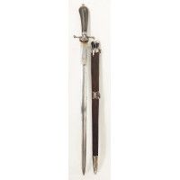 Chasse FINE DAGUE DE VENERIE CHASSE ROYALE EN ARGENT DATE 1749 LA PRUDENCE SE FAIT VOIR DANS LE VIN - FRANCE ANCIENNE MONARCHIE 