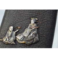 Arts & Armes du Japon ETUI A CIGARE en cuir shakudo or et argent JAPONAIS Signé - Japon XIXè {PRODUCT_REFERENCE} - 8