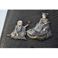 Arts & Armes du Japon ETUI A CIGARE en cuir shakudo or et argent JAPONAIS Signé - Japon XIXè {PRODUCT_REFERENCE} - 9