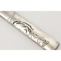 Art du Japon KOZUKA EN ARGENT ACCESSOIRE POUR SABRE JAPONAIS TANTO AIKUCHI WAKIZASHI KATANA - JAPON EDO PERIOD {PRODUCT_REFERENC