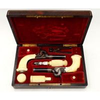 Armes de Poing CASSETTE DE LUXUEUSE PAIRE DE PISTOLETS DE VOYAGE - BELGIQUE XIXè {PRODUCT_REFERENCE} - 15