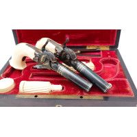 Armes de Poing CASSETTE DE LUXUEUSE PAIRE DE PISTOLETS DE VOYAGE - BELGIQUE XIXè {PRODUCT_REFERENCE} - 4