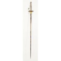 Armes Blanches LUXUEUSE ÉPÉE DE COUR EN ARGENT ÉPOQUE LOUIS XVI LAME BLEUIE DORÉE - FRANCE ANCIENNE MONARCHIE {PRODUCT_REFERENCE