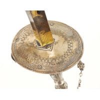 Armes Blanches LUXUEUSE ÉPÉE DE COUR EN ARGENT ÉPOQUE LOUIS XVI LAME BLEUIE DORÉE - FRANCE ANCIENNE MONARCHIE {PRODUCT_REFERENCE