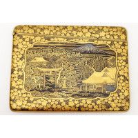 Art du Japon ÉTUI PORTE CARTE EN FER DAMASQUINÉ A L'OR KOMAI MONT FUJI  -  JAPON XIXè MEIJI {PRODUCT_REFERENCE} - 1