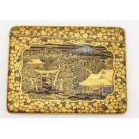 Art du Japon ÉTUI PORTE CARTE EN FER DAMASQUINÉ A L'OR KOMAI MONT FUJI  -  JAPON XIXè MEIJI {PRODUCT_REFERENCE} - 8