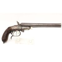Armes de Poing PISTOLET DOUBLE DE VÉNERIE A CHIENS EXTERIEURS CALIBRE 12MM ÉMILE LAPORT & Cie RIO DE JANEIRO - BRÉZIL BELGIQUE X