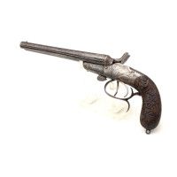 Armes de Poing PISTOLET DOUBLE DE VÉNERIE A CHIENS EXTERIEURS CALIBRE 12MM ÉMILE LAPORT & Cie RIO DE JANEIRO - BRÉZIL BELGIQUE X