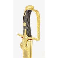 Armes Blanches SABRE D'OFFICIER SUPERIEUR DE HUSSARD A LA HONGROISE GODRONNÉ  LARGE LAME BLEUIE - FRANCE DIRECTOIRE {PRODUCT_REF