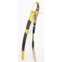 Armes Blanches SABRE D'OFFICIER SUPERIEUR DE HUSSARD A LA HONGROISE GODRONNÉ  LARGE LAME BLEUIE - FRANCE DIRECTOIRE {PRODUCT_REF