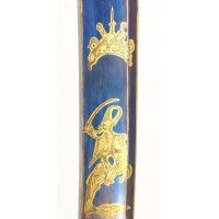 Armes Blanches SABRE D'OFFICIER SUPERIEUR DE HUSSARD A LA HONGROISE GODRONNÉ  LARGE LAME BLEUIE - FRANCE DIRECTOIRE {PRODUCT_REF