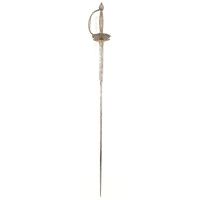 Armes Blanches ÉPEE D'OFFICIER EN ARGENT MARQUE JUSTICIA FRANCE ANCIENNE MONARCHIE RÈGNE DE LOUIS XVI {PRODUCT_REFERENCE} - 1