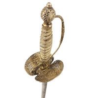 Armes Blanches ÉPÉE DE VILLE OU DE COUR  À LA MOUSQUETAIRE  EN VERMEIL  POINCON DE LYON 1762 À 1780  -  FRANCE ANCIENNE MONARCHI