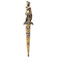 Chasse FINE PETITE DAGUE DE VENERIE CHASSE A COURRE EN BRONZE ET ARGENT - FRANCE XIXè {PRODUCT_REFERENCE} - 1