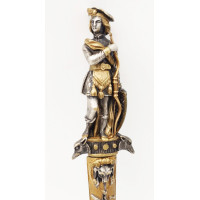 Chasse FINE PETITE DAGUE DE VENERIE CHASSE A COURRE EN BRONZE ET ARGENT - FRANCE XIXè {PRODUCT_REFERENCE} - 14