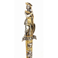 Chasse FINE PETITE DAGUE DE VENERIE CHASSE A COURRE EN BRONZE ET ARGENT - FRANCE XIXè {PRODUCT_REFERENCE} - 17