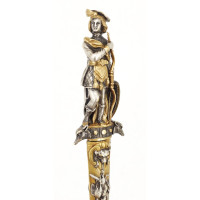 Chasse FINE PETITE DAGUE STYLET ROMANTIQUE  DE VENERIE CHASSE A COURRE EN BRONZE ET ARGENT - FRANCE XIXè {PRODUCT_REFERENCE} - 2
