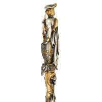 Chasse FINE PETITE DAGUE DE VENERIE CHASSE A COURRE EN BRONZE ET ARGENT - FRANCE XIXè {PRODUCT_REFERENCE} - 4